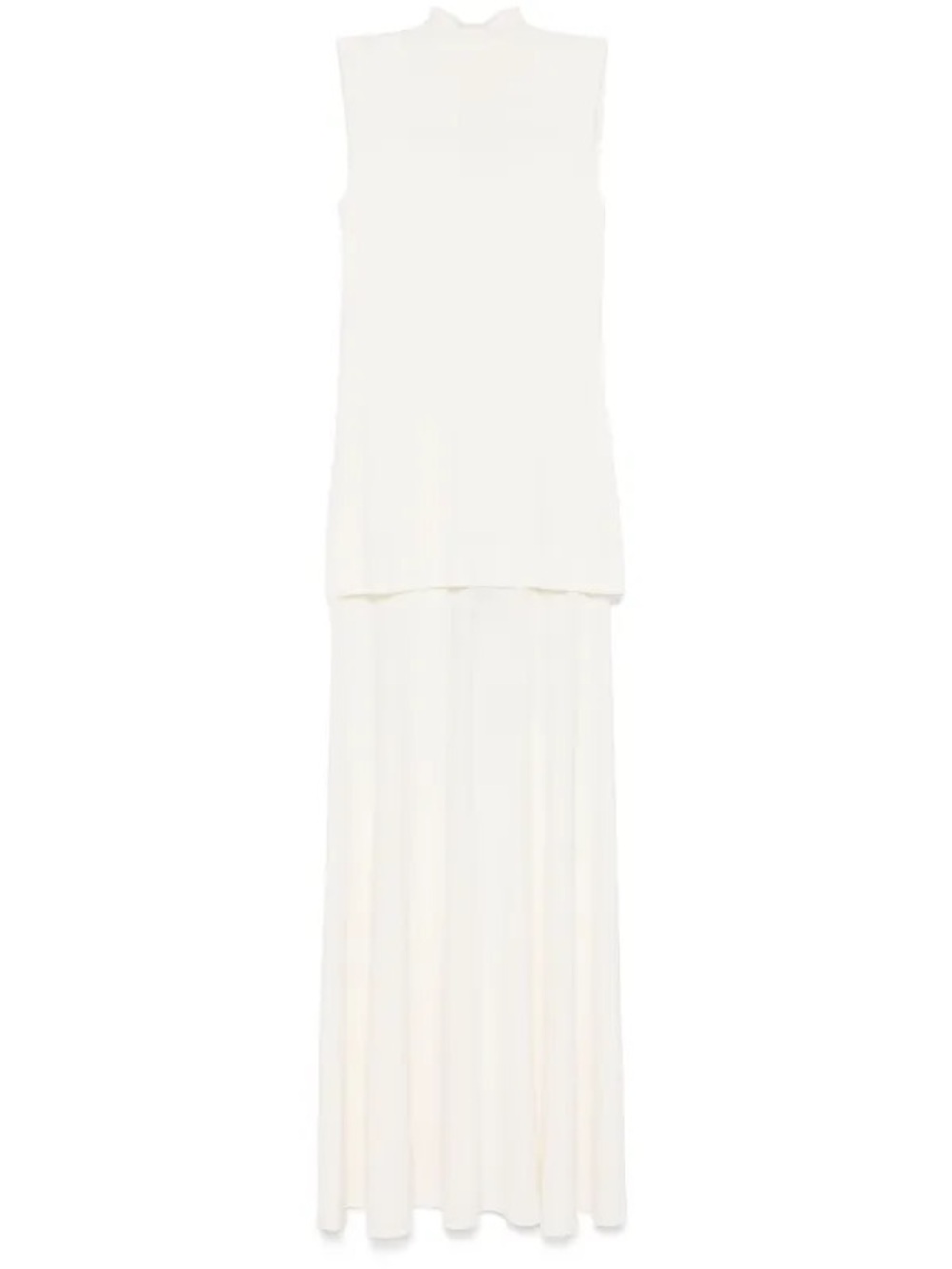 Jil Sander Sleeveless High-Neck Crepe Maxi Dress in Off-White